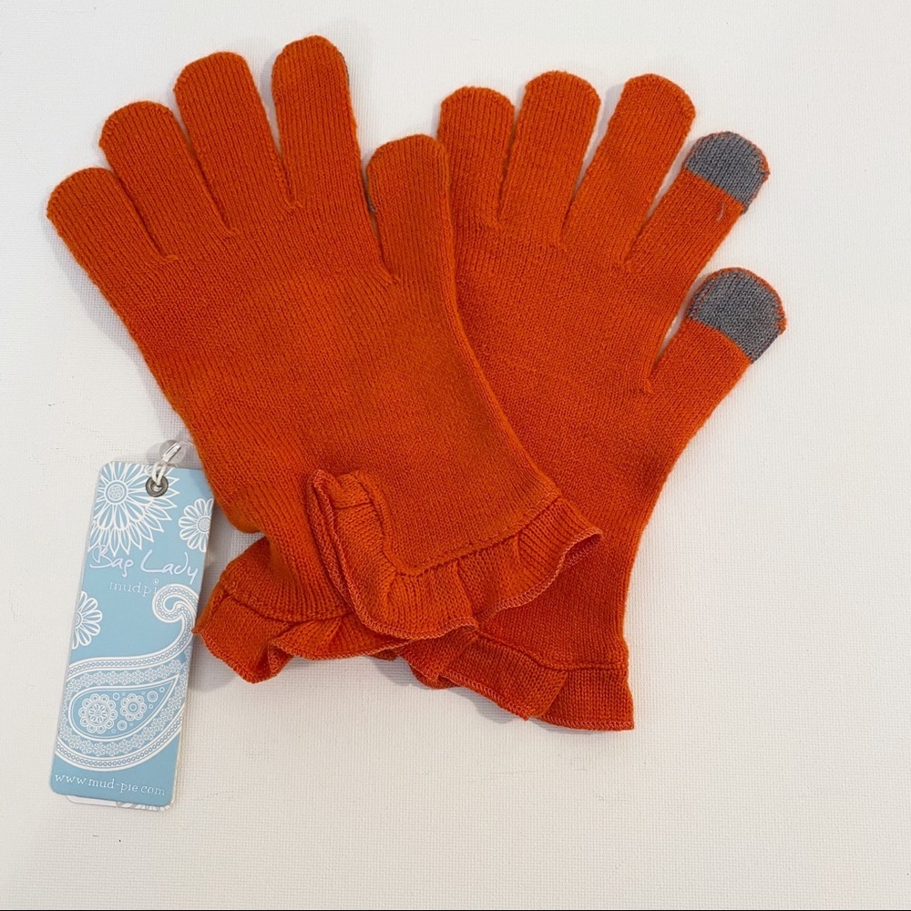 Mud Pie NWT Smart Screen Ruffle Orange Gloves